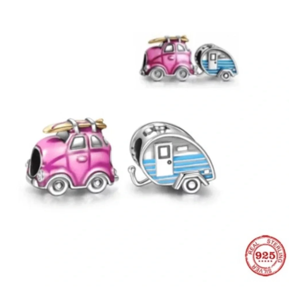 RV Camper Charm S925 Silver Stamped, Travel Jewelry, fits Pandora Bracelets - Picture 2 of 3